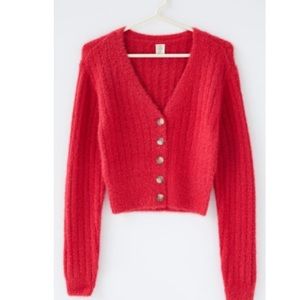 UO Madie Fuzzy Fitted Cardigan